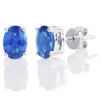 Silver December Oval \'Topaz Blue\' Cubic Zirconia Earrings OJS0018E-CZ-BT