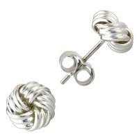 Silver Medium Triple Strand Knot Stud Earrings E39-6-SIL