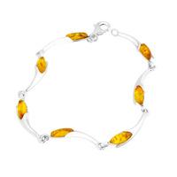 Silver Amber Marquise Wave Bracelet BA062