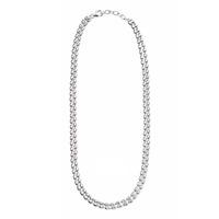 Silver 42cm Two Strand Oval Bead Necklace N3975