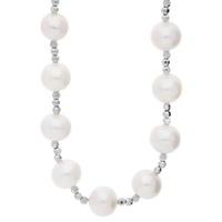 silver freshwater pearl and mirrorball bead necklace pow70167fw 18