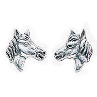 Silver Kids Horses Head Stud Earrings A737