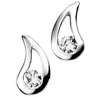 Silver Clear CZ Tear Drop Studs GK-E3057C