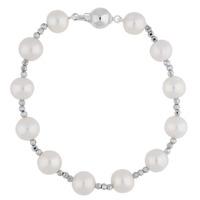 silver freshwater pearl and mirrorball bead 75 bracelet pow70167fw 75