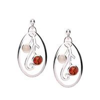 silver amber open oval vine dropper earrings er1205