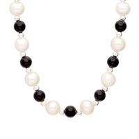 Silver Freshwater Pearl and Onyx 18\