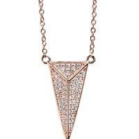 Sif Jakobs Rose Gold-Plated \'Pecetto Grande\' White Pave Triangle Necklace SJ-C0069-CZ(RG)