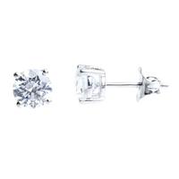 silver 6mm round clear cz stud earrings zve0s826