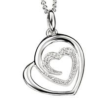 Silver Clear CZ 2x Open Heart Pendant GK-P3024C