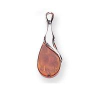 silver teardrop amber pendant p401