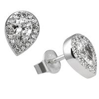 Silver Clear CZ Pear Cluster Studs 62-1468-1-082