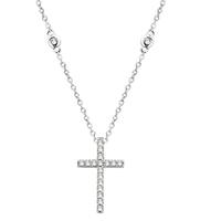 silver pave cubic zirconia cross pendant chain 8189490