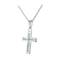 Silver 16mm Cubic Zirconia Cross and Chain SCS1