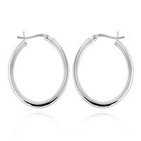 Silver Oval Creole Earrings 8-53-3459