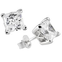 Silver Clear CZ Square Studs 62-1032-1-082