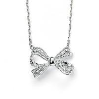 Silver Cubic Zirconia Bow Necklet N3606C