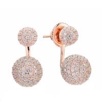 Sif Jakobs Rose Gold-Plated \'Bobbio Due\' Cubic Zirconia Pave Ear Jacket Stud Earrings SJ-E0213-CZ(RG)