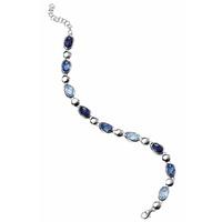 silver multi blue oval crystal bracelet b3199l