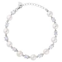 Silver Side Drilled Freshwater Pearl and Cubic Zirconia Bracelet BRW70030FW