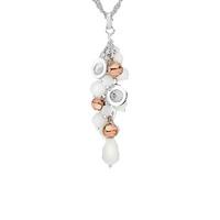 Silver White Crystal and Rose Gold-plated Bead Necklace 8.16.9074