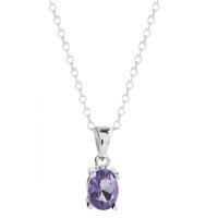 Silver June Oval \'Alexandrite Purple\' Cubic Zirconia Pendant OJS0018P-CZ-AL