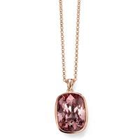 silver rose gold plated oblong pink crystal pendant p4163p n3625