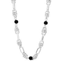 Silver Fancy Figaro Onyx Bead Necklace V19-9134-S18/38