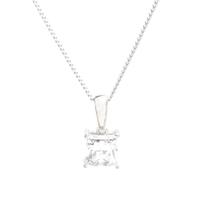 Silver 6mm Princess Cut Clear CZ Pendant ZVP11928