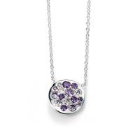 silver purple cubic zirconia disc necklace n3752m