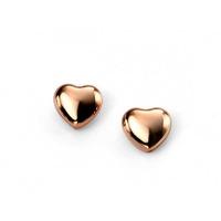 Silver Rose Gold-Plated Heart Studs E4957