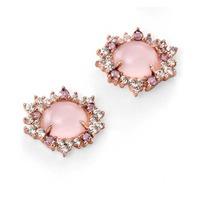 Silver Rose Gold-Plated Rose Quartz Stud Earrings E4882P