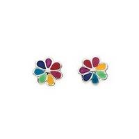 Silver Kids Multi Colour Flower Stud Earrings A632