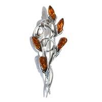 silver marquise amber bouquet brooch br304