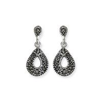 Silver Marcasite Pear Dropper Earrings MER190