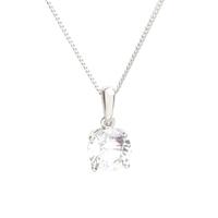Silver 8mm Round Clear CZ Pendant ZVP11736