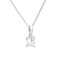 Silver 5mm Princess Cut Clear CZ Pendant ZQP00039