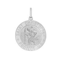 Silver Round Engraved St. Christopher Pendant 8-61-8079