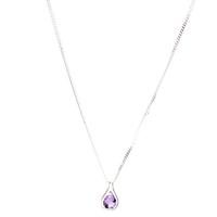 silver amethyst pendant and chain gk p146m