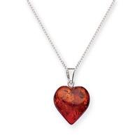 Silver Amber Heart Pendant P200