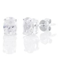 Silver April Oval \'Diamond White\' Cubic Zirconia Earrings OJS0018E-CZ-D