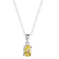 Silver November Oval \'Citrine Yellow\' Cubic Zirconia Pendant OJS0018P-CZ-CI