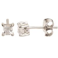 Silver 3mm Princess Cut Clear CZ Stud Earrings ZQE00057