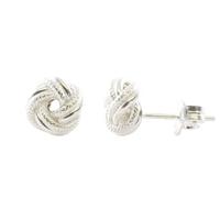 Silver Textured Knot Stud Earrings 8-55-6429