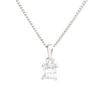 Silver 3mm Princess Cut Clear CZ Pendant ZQP00043