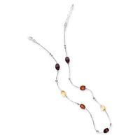 Silver Oval Amber Beaded Collarette Necklace CL103