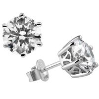 silver clear cz round 6 claw 81mm studs 62 1011 1 082