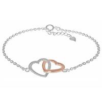 silver two tone 16mm double heart adjustable 75 bracelet 8294382