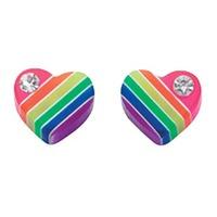 Silver Multi Coloured Heart Studs A872