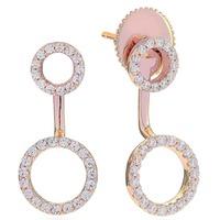 Sif Jakobs Ladies Rose Gold-Plated \'Biella Due\' Double Open Circle Cubic Zirconia Ear Jacket Earrings SJ-E0215-CZ(RG)
