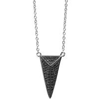 Sif Jakobs Rhodium Plated \'Pecetto Grande\' Black Pave Triangle Necklace SJ-C0069-BK
